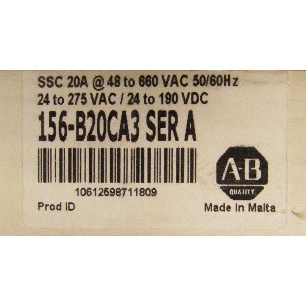 156 B20CA3 SSC 20 Amp 24-275 VAC 3 Phase Semi Conductor Contactor