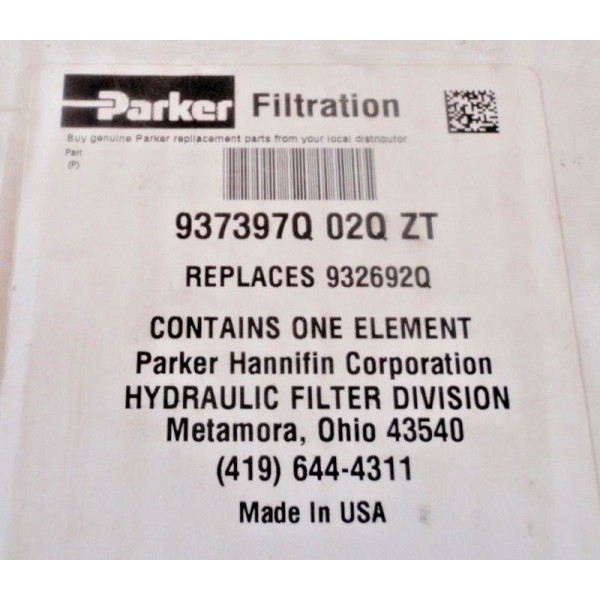 Parker Filtration 937397Q 02Q ZT