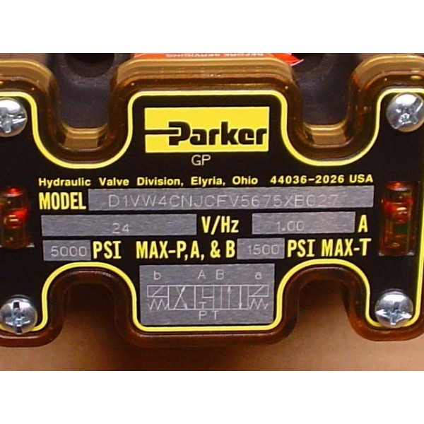 D1VW4CNJFV5675XB027 24V 1.00A 5000PSI Max PAB 1500 Max T Hydraulic Valve