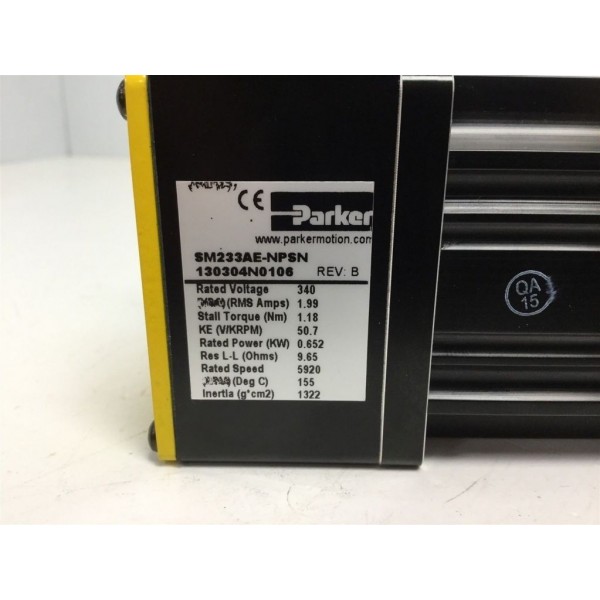 Compumotor SM233AE-FPSN Servo Motor Voltage: 340 V, 0.652 KW, 5920 RPM