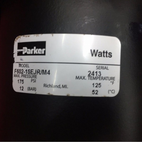 F602-16EJR/M4 PARKER WATTS PNEUMATIC FILTER 2 In
