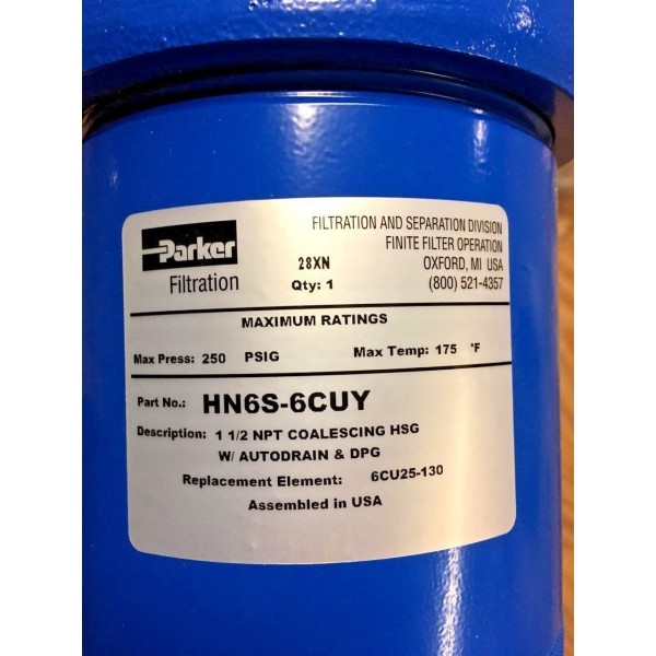 1.5 Parker Compressed Air Coalescing Filter Housing HN6S-6CUY"