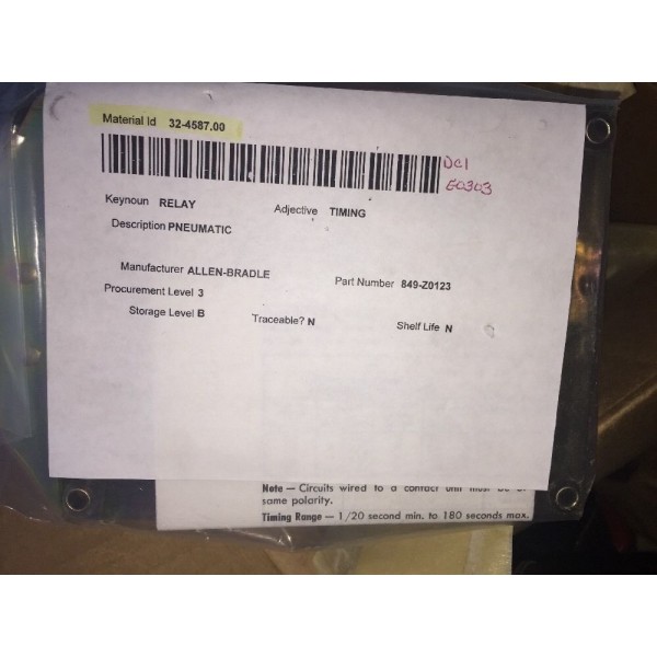 Pneumatic Timing Relay 849-Z0123