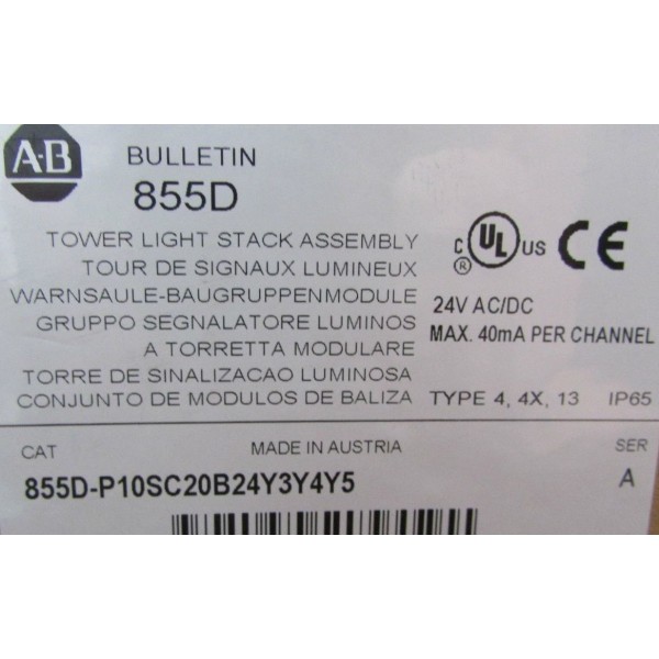 Tower Light Stack Assembly 24V AC 855D P10SC20B24Y3Y4Y5