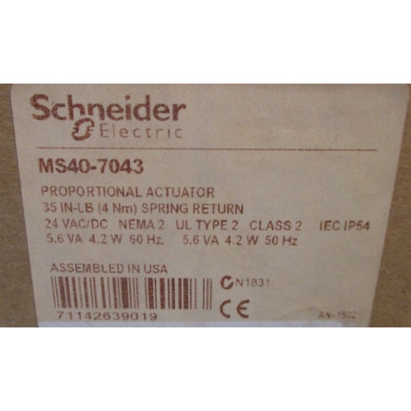 MS40-7043 Proportional Actuator 35 In-Lb Spring Return NIB