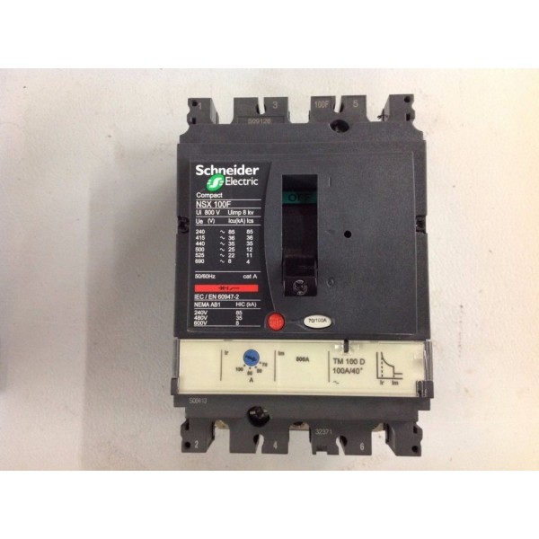 Square D Schneider Electric NSX 100F 3P 600V 70-100 AMP Circuit Breaker