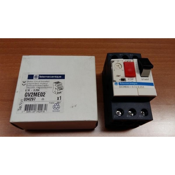 SCHNEIDER TELEMECANIQUE GV2ME02 SWITCH MOTOR PROTECTION 0,16-0,25 A