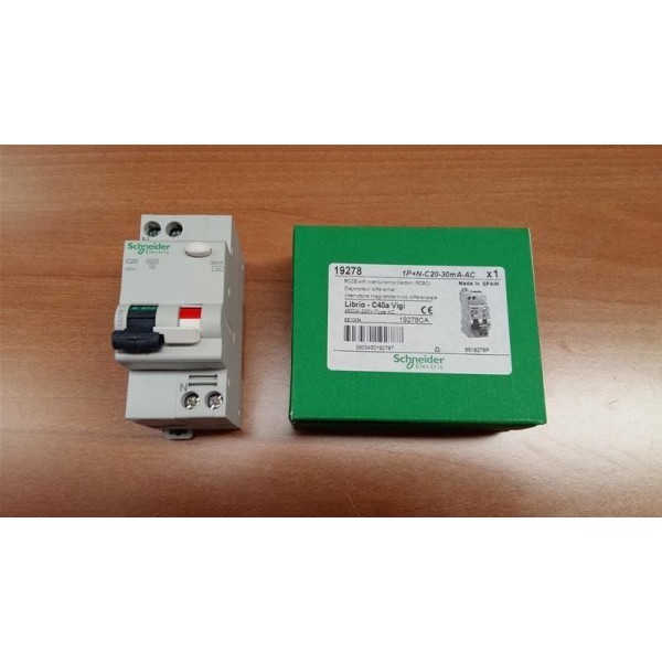 SCHNEIDER MERLIN GERIN 19278 C40A VIGI 1P+N 20A 30MA CL.AC CURVE C