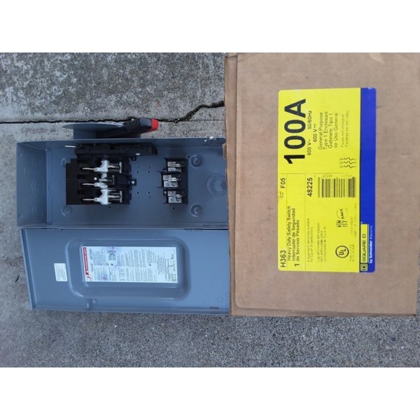 Square D Disconnect H363 Fused. 100 Amp. 600 Volt. New.