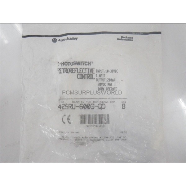 42SRU-6003-QD 42SRU6003QD Allen Bradley Retroreflective Control 10-30Vdc (New)