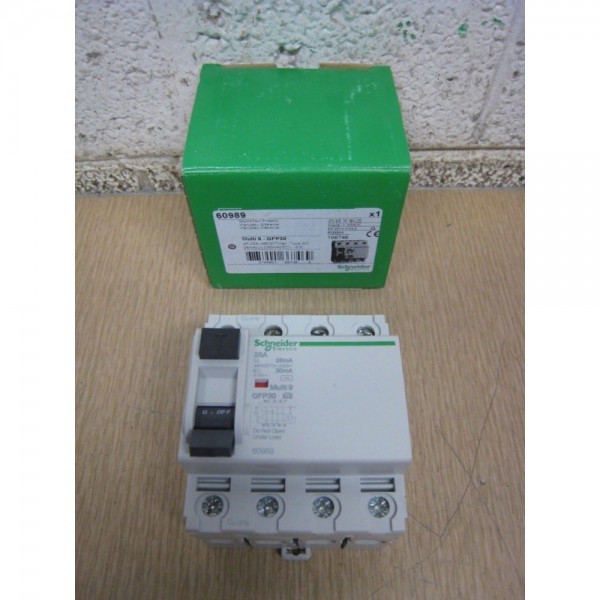 New Schneider 60989 Multi 9 GFP30 4P 25A 480/277V 26mA Ground Fault Protector