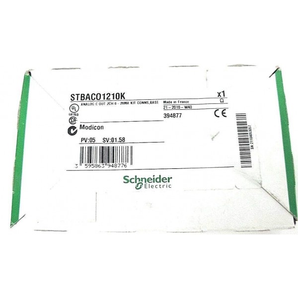 NIB SCHNEIDER ELECTRIC STBAC01210K ANALOG C OUT 2CH 0-20MA KIT CONNS, BASE