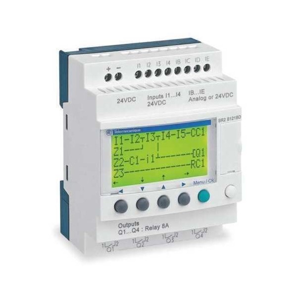 SCHNEIDER ELECTRIC SR2B201B Logic Relay,24VAC,With Display
