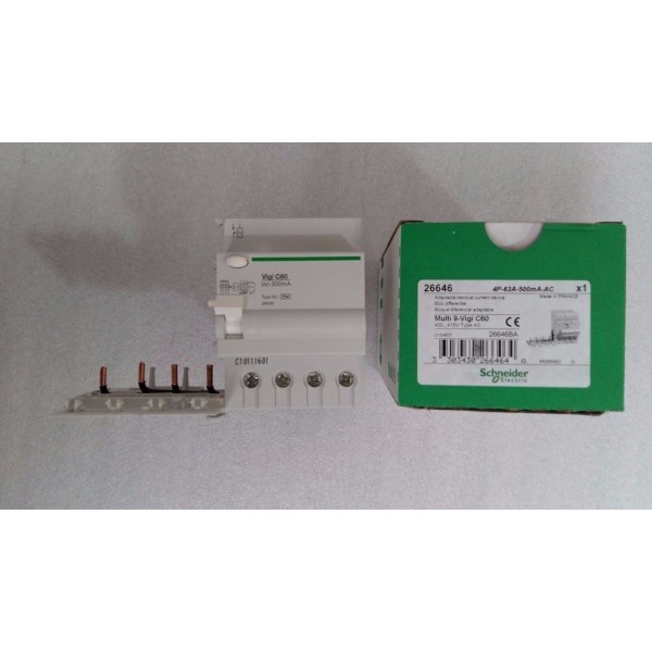 SCHNEIDER 26646 earth leakage add-on block Vigi C60 4P 63A 500mA AC bloc differ