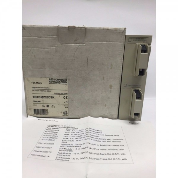 AEG Schneider TSX Micro PLC TSXDMZ28DTK 16In, .5A, 24VDC & 12 Trans. Out