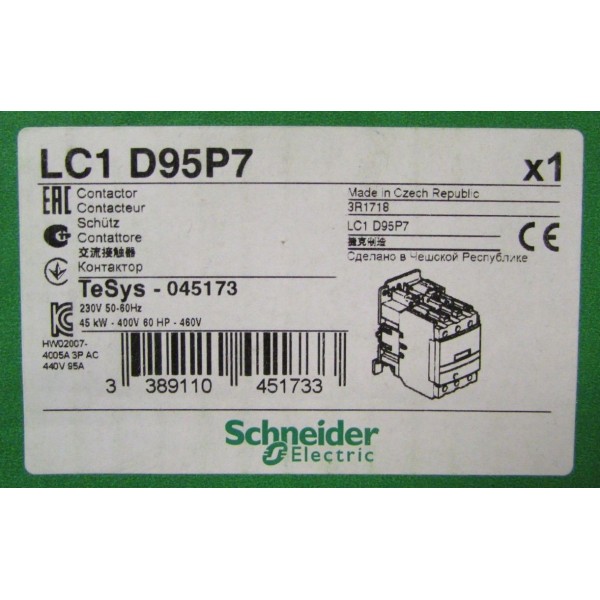 SCHNEIDER ELECTRIC LC1 D95P7 3 Pole 230V AC Contactor LC1D95