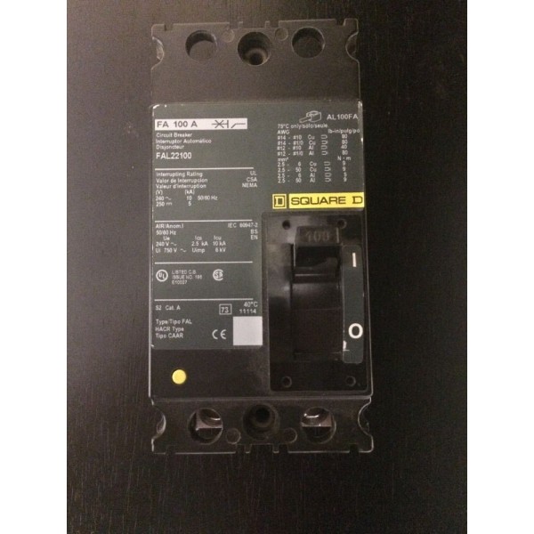 New FAL22100 FAL 22100 Square D Schneider Electric Molded Case 2 Pole 240 Volt