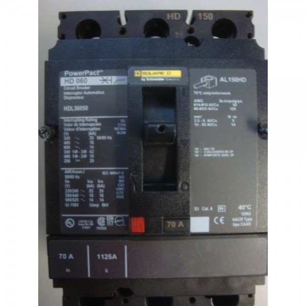PowerPact HD 060 HDL36070 CIRCUIT BREAKER 600V 70A -- NEW