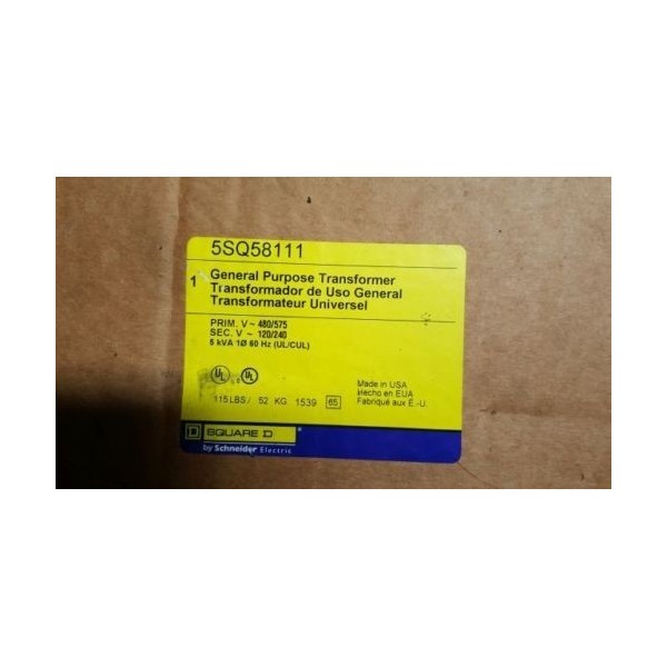 Schneider SQUARE D 5SQ58111 : TRANSFORMER DRY 1PH 5KVA