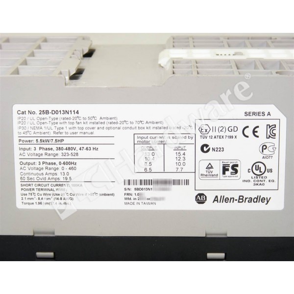 PowerFlex525 AC Drive 480VAC 5.5KW AB