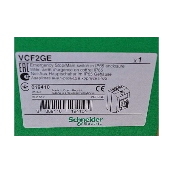 SQD VCF2GE Emergency Stop/Main Switch In IP65 Enclosure