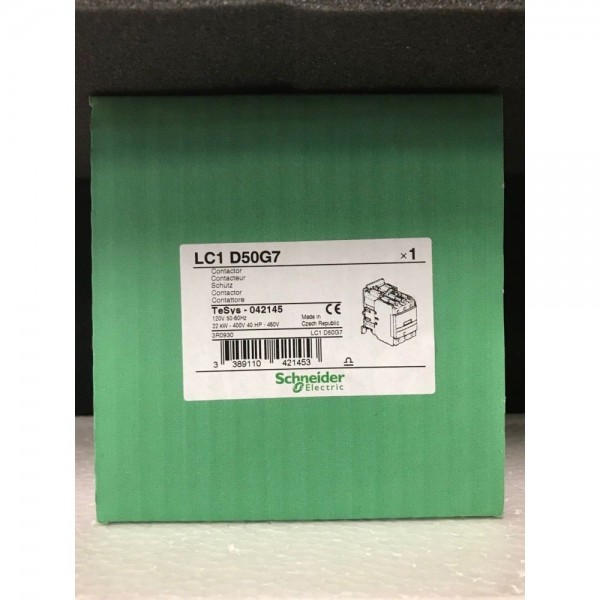 LC1D50G7 Schneider Electric Contactor 600Vac 50A 3 Pole 120 VAC Coil