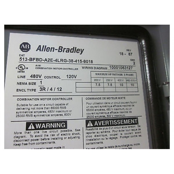 Combination Starter Circuit Breaker 513-BFBD-A2E-4LRG-38-415-9018