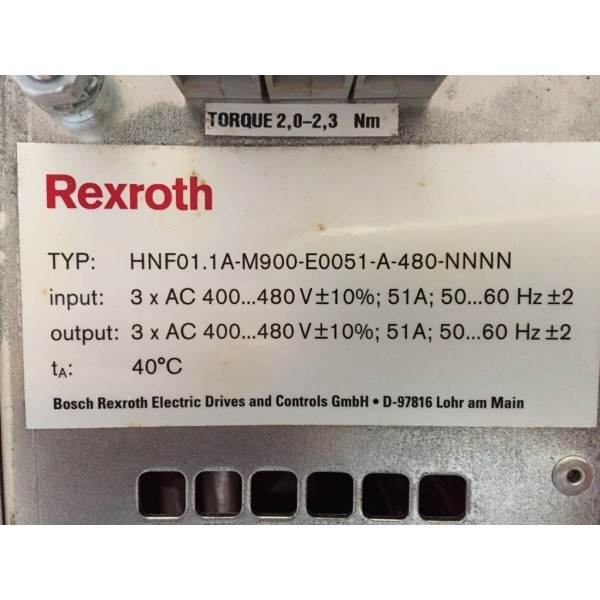 HNF01.1A-M900-E0051-A-480-NNNN Rexroth 3X AC 400..480V 51A, OUT 3X AC400..480V