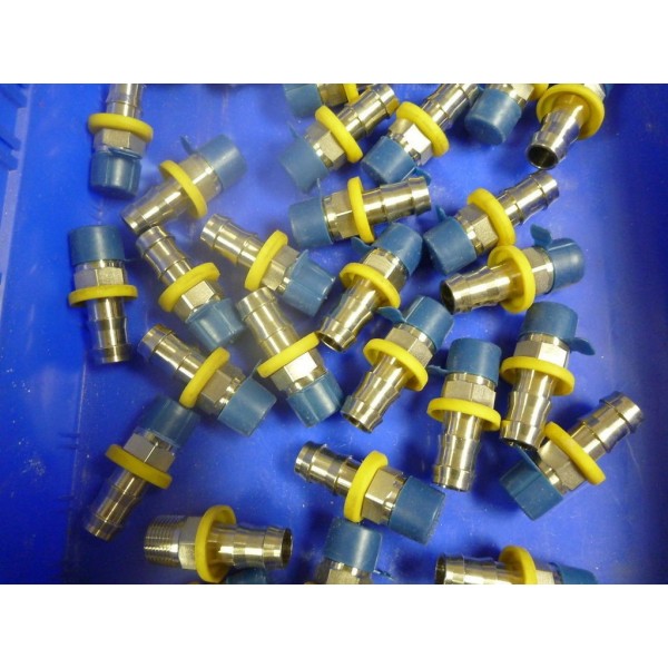 30182-6-8C, LOT of 40, 3/8 Male Pipe X 1/2" Push-on Hose Stainless Steel"