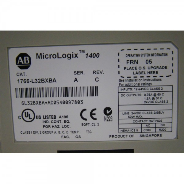 1766-L32BXBA MicroLogix 1400 Catalog PLC Module
