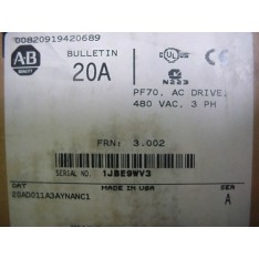 Powerflex PF70 drive 20AD011A3AYNANC1 480v 11a w/keypad