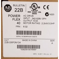 22B-D6P0N104/A PowerFlex 40 AC Drive AB 22BD6P0N104