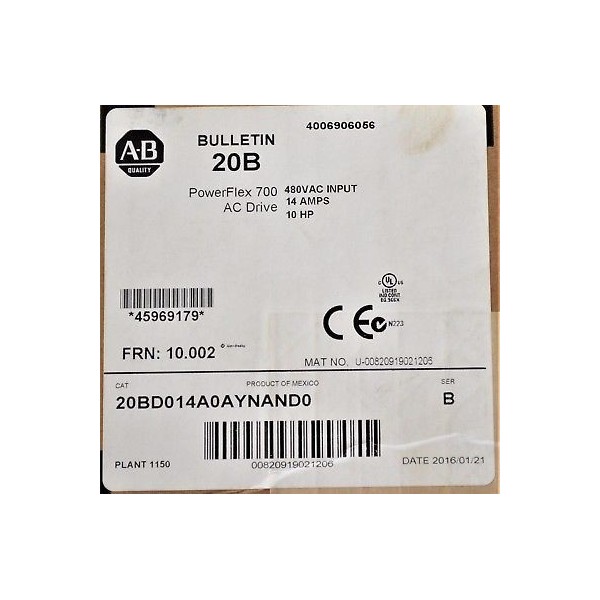 PowerFlex 700 10 HP 20BD014A0AYNAND0 480 VAC