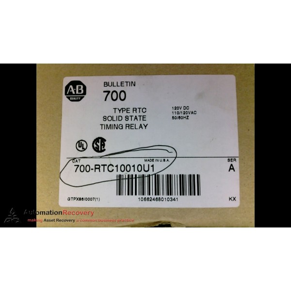 700-RTC10010U1 SERIES A SOLID STATE TIMING RELAY 120VDC, NEW