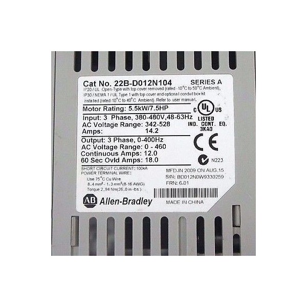 22BD012N104 480VAC 7.5HP 22B-D012N104 AC Drive