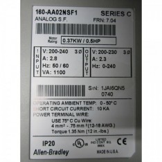 160-AA02NSF1 Analog SF drive 0.5HP/0.37kW 200VAC FRN 7.04 S/C*New*