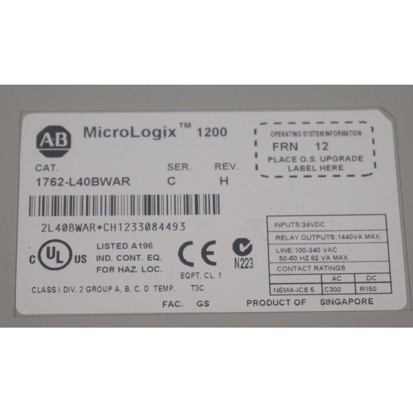 1762-L40BWAR C MicroLogix 1200 40 Point Controller PLC SEALED 2016