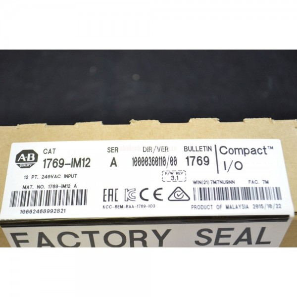 New surplus Sealed Allen Bradley 12 pt. 240V AC Input 1769-IM12 Ser A F/W 3.1