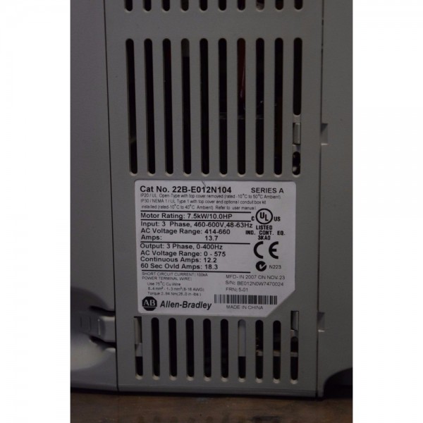 22B-E012N104 SERIES A 7.5KW 10HP POWERFLEX 40P