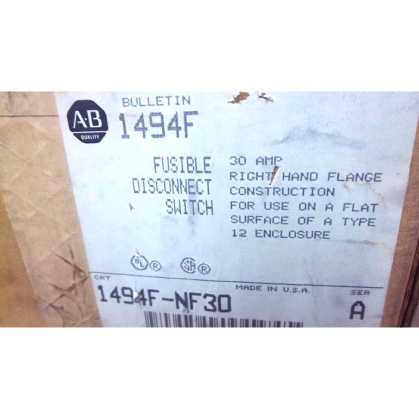 ALLEN BRADLEY DISCONNECT SWITCH 1494F-NF30 SER. A FACTORY SEALED 1494FNF30