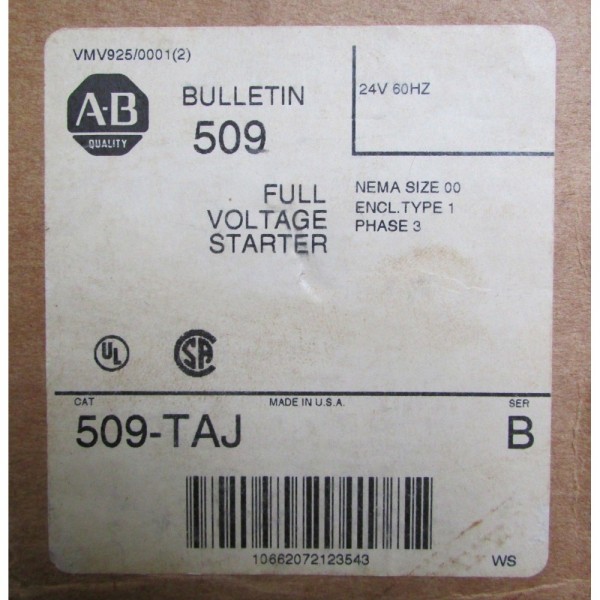 ALLEN BRADLEY Full Voltage Starter 509 TAJ